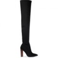 Lily Black Over The Knee Boots In Lycra, Black