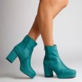 Alma Teal Platform Ankle Boot, Green