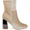 Ashley Velvet Ankle Boot With Statement Heel In Nude, Nude