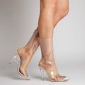Clara Perspex Clear Ankle Boot, Nude