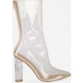 Tasha Perspex Clear Ankle Boot, Clear
