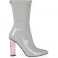 Kylie Pink Perspex Heel Grey Ankle Boot, Grey