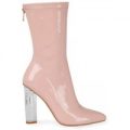 Kylie Perspex Heel Pink Ankle Boot, Pink