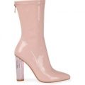 Kylie Pink Perspex Heel Pink Ankle Boot, Pink