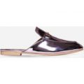 Miley Slip On Mule In Metallic Pink Faux Leather, Pink