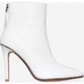 Montana Studded Detail Ankle Boot In White Faux Leather, White