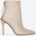 Montana Studded Detail Ankle Boot In Nude Faux Suede, Nude