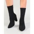 Montreal Sock Fit Ankle Boots Faux Suede, Black