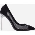 Morgan Perspex Mesh Court Heel In Black Faux Suede, Black