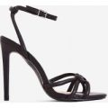 Ravi Knotted Barely There Heel In Black Faux Leather, Black