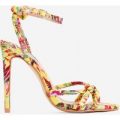 Ravi Knotted Barely There Heel In Yellow Flower Print, Yellow