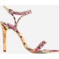 Tilo Pointed Toe Barely There Heel In Pink Snake Faux Leather, Pink