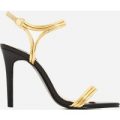 Tilo Pointed Toe Barely There Heel In Gold Faux Leather, Gold