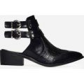 Nash Backless Ankle Boot In Black Faux Leather, Black