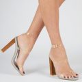 Naya Perspex Barely There Square Heel In Denim, Blue