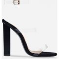 Naya Perspex Barely There Square Heel In Black Faux Suede, Black