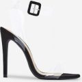 Neda Barely There Perspex Heel In Black Faux Suede, Black