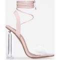 Neema Lace Up Perspex Heel In Pink Patent, Pink