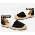 Nel Studded Espadrille In Black Faux Suede, Black
