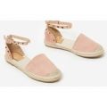 Nel Studded Espadrille In Blush Faux Suede, Pink