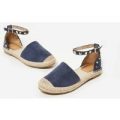 Nel Studded Espadrille In Blue Faux Suede, Blue