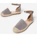 Nel Studded Espadrille In Grey Faux Suede, Grey