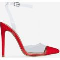 Erin Barely There Perspex Heel In Red Faux Suede, Red