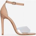 Gabi Peep Toe Perspex Heel In Nude Patent, Nude