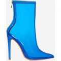 Selina Coloured Perspex Ankle Boot In Blue Patent, Blue