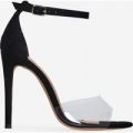 Gabi Peep Toe Perspex Heel In Black Patent, Black