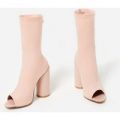 Kirstin Pink Lycra Peep Toe Ankle Boot, Pink