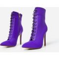 Niko Zip Detail Lace Up Ankle Boot In Purple Lycra, Purple