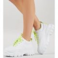 Rylee Chunky Trainers in White and Neon, Yellow