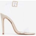 Neda Barely There Perspex Heel In Nude Faux Suede, Nude