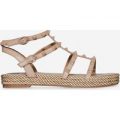 Emery Studded Detail Rope Espadrille In Nude Faux Leather, Nude