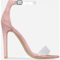 Nyla Perspex Barely There Heel In Pink Faux Suede, Pink
