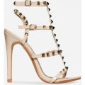 Oya Studded Detail Heel In Nude Patent, Nude