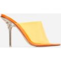 Paint Perspex Peep Toe Mule In Orange Patent, Orange