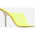 Paint Perspex Peep Toe Mule In Yellow Patent, Yellow