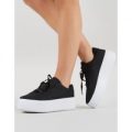 Paisley Flatform Canvas Trainers, Black