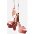 Panya Lace Up Pearl Platform Heel In Blush Faux Suede, Pink
