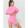 Neon Cable Knit Loungewear Set, Pink