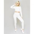 Tie Front Crop Loungewear Set, White