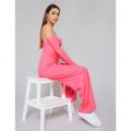 Neon Bardot Crop Top and Trouser Loungewear Set, Pink