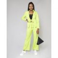 Tie Front Blazer and Wide Leg Trouser Suit, Green