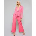 Tie Front Blazer and Wide Leg Trouser Suit, Pink
