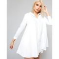 Button Down Shirt Dress, White