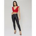 Frill Detail Crop Top, Red