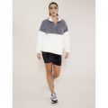 Colourblock Teddy Zip Up Sweater, Grey