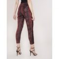 Snake PU Trousers, Red